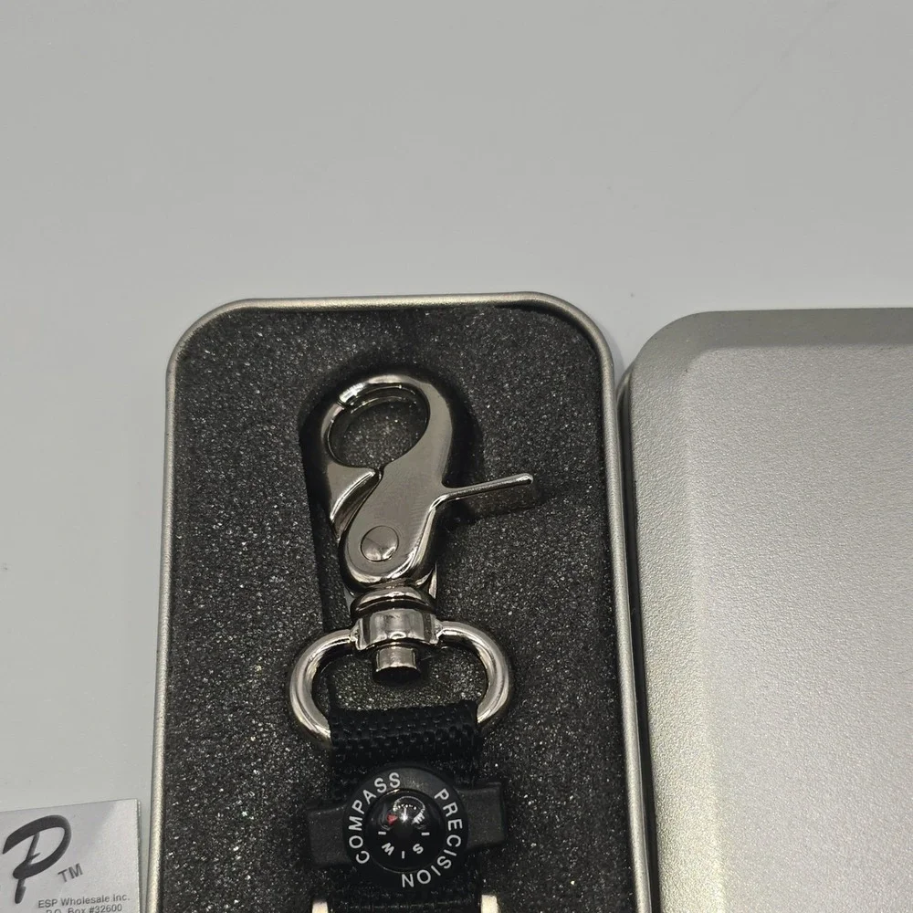 ESP Key Ring Watch Carabiner Compass Silver Case Japan Movt Stainless Steel